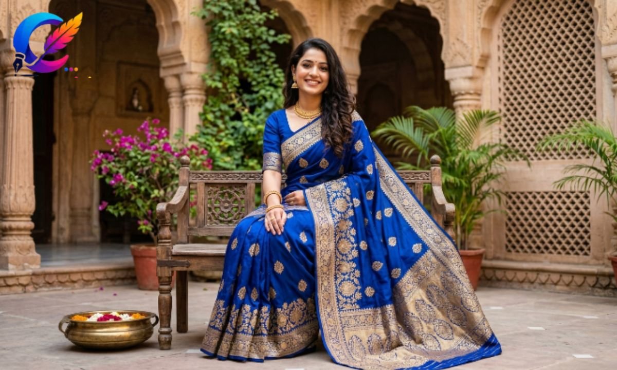 Blue Saree Caption for Instagram