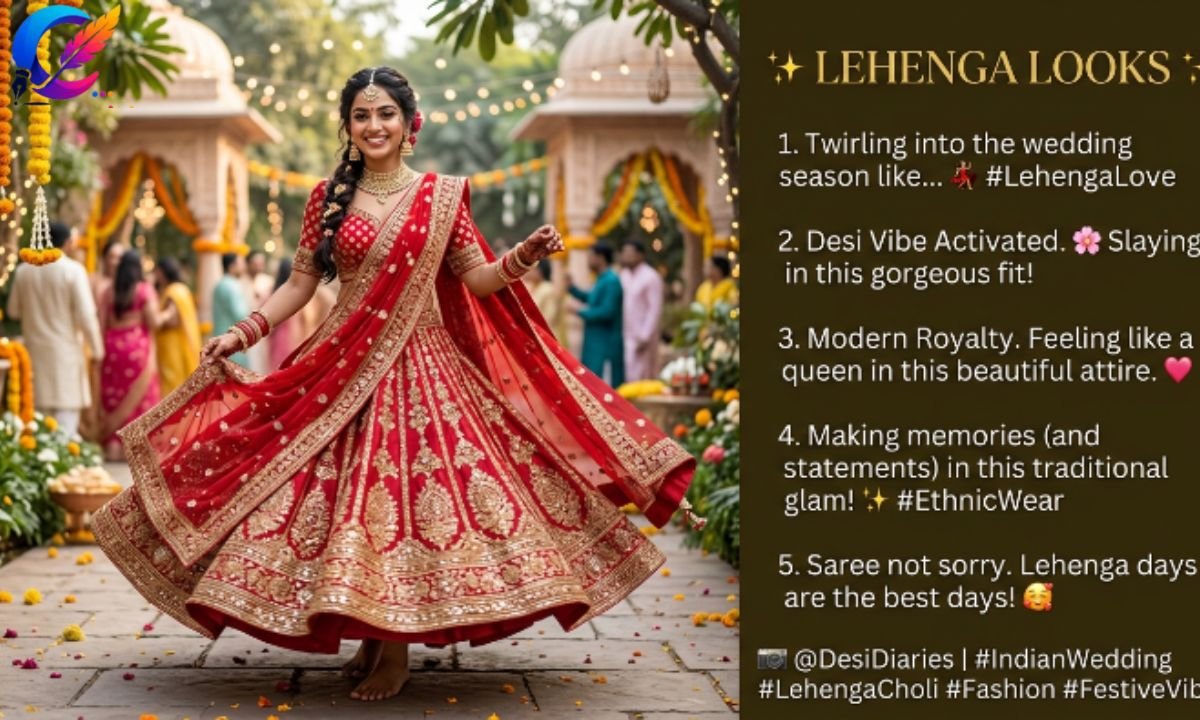 🙏 Traditional Captions for Lehenga Look 🌸