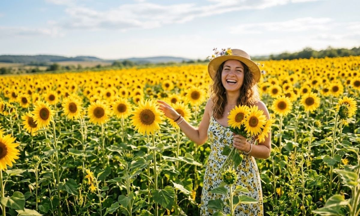 Selfie with Sunflowers Captions
