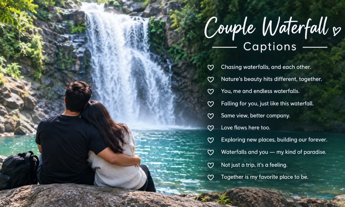 Couple Waterfall Captions