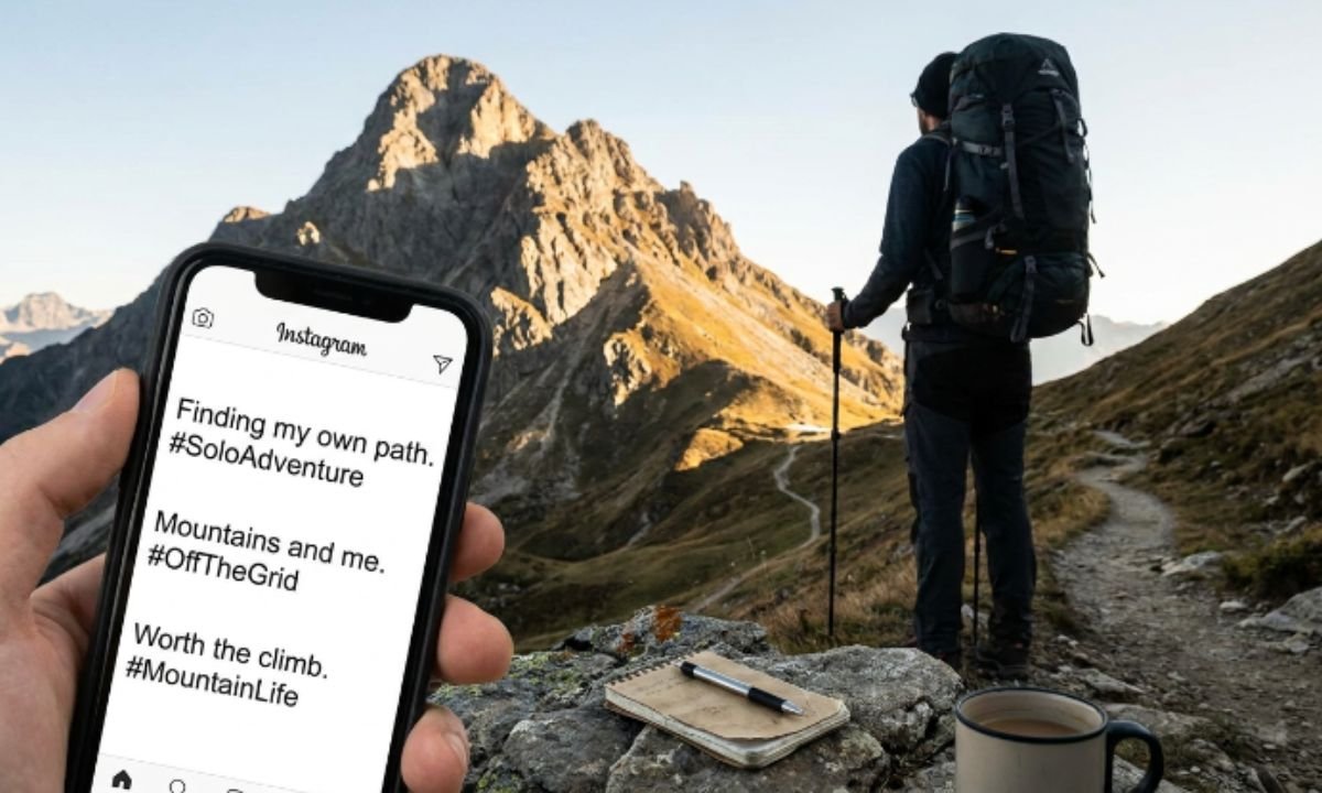 Solo Mountain Adventure Captions