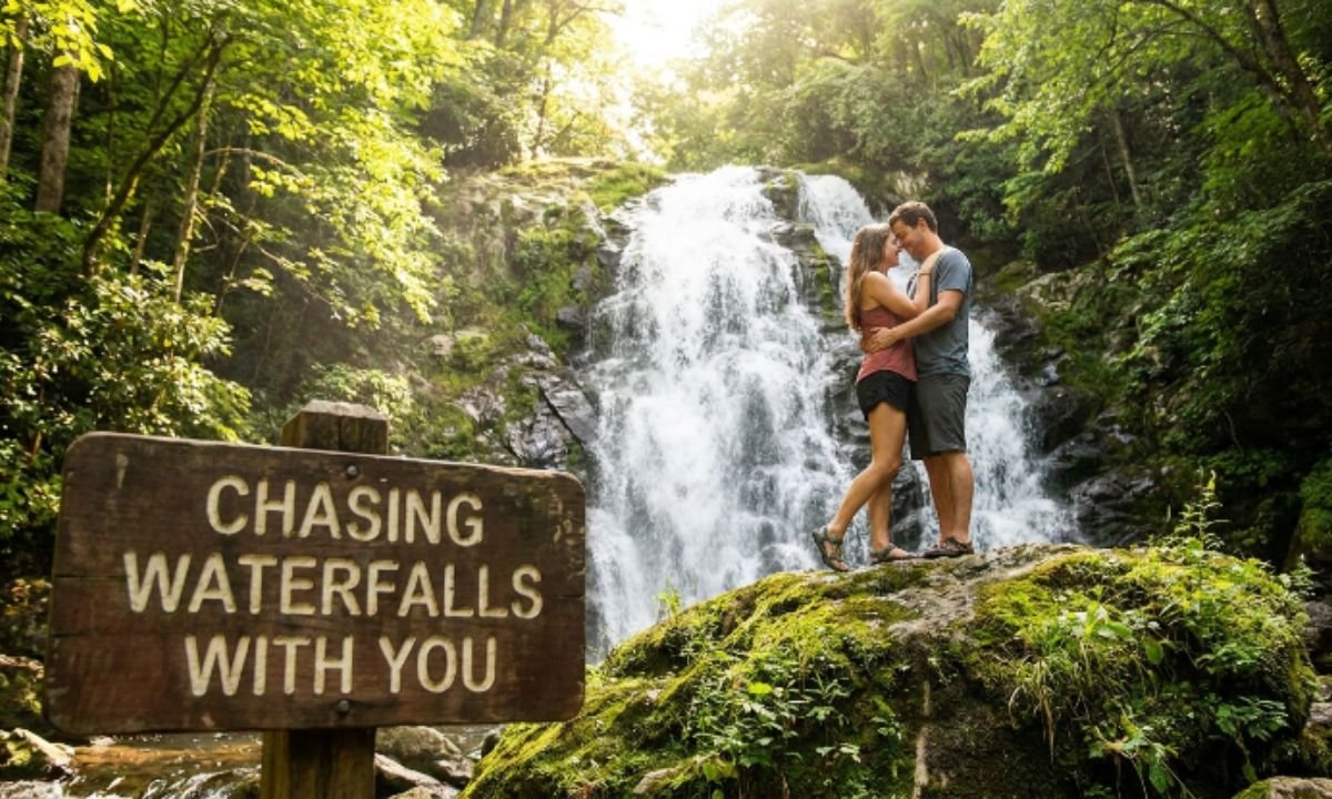 Waterfall captions for couples