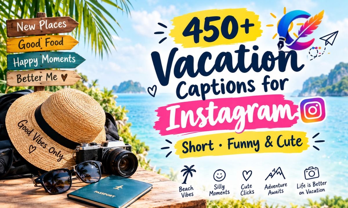 450+Vacation Captions for Instagram, Short  Funny& cute 